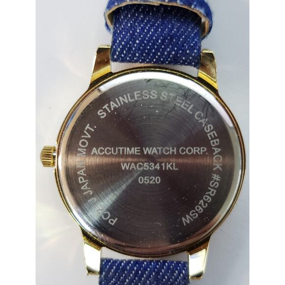 Vivani WAC5341KL 0520. Blue face with gold accents, denim blue band. main image 5